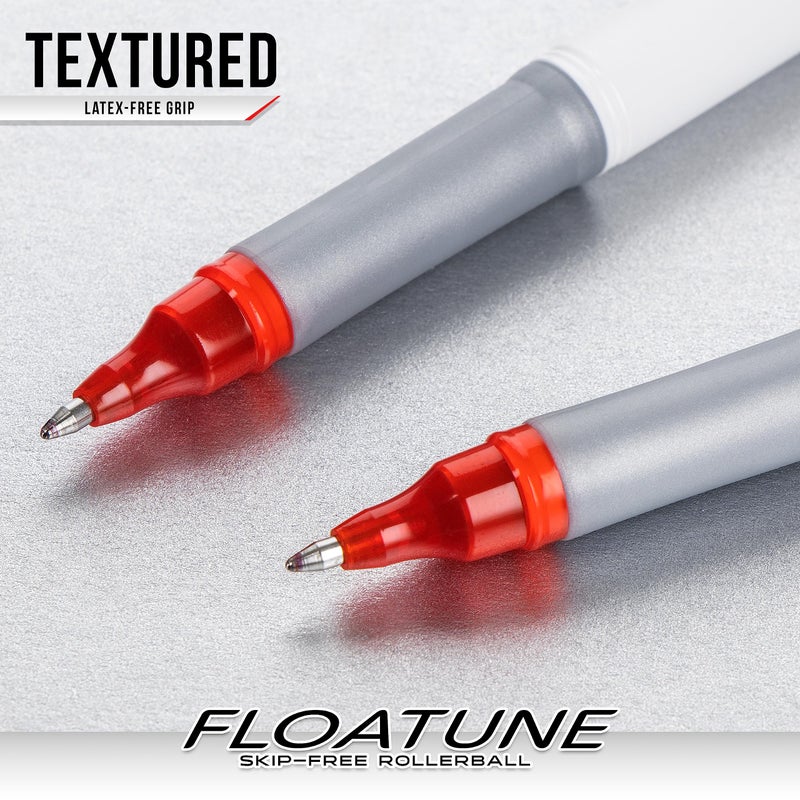 Pentel Floatune Rollerball Pen, (0.8mm), Medium Point, Black/Blue/Red Ink, Pack of 8 pens (BY108PF8OFC) - Image 3