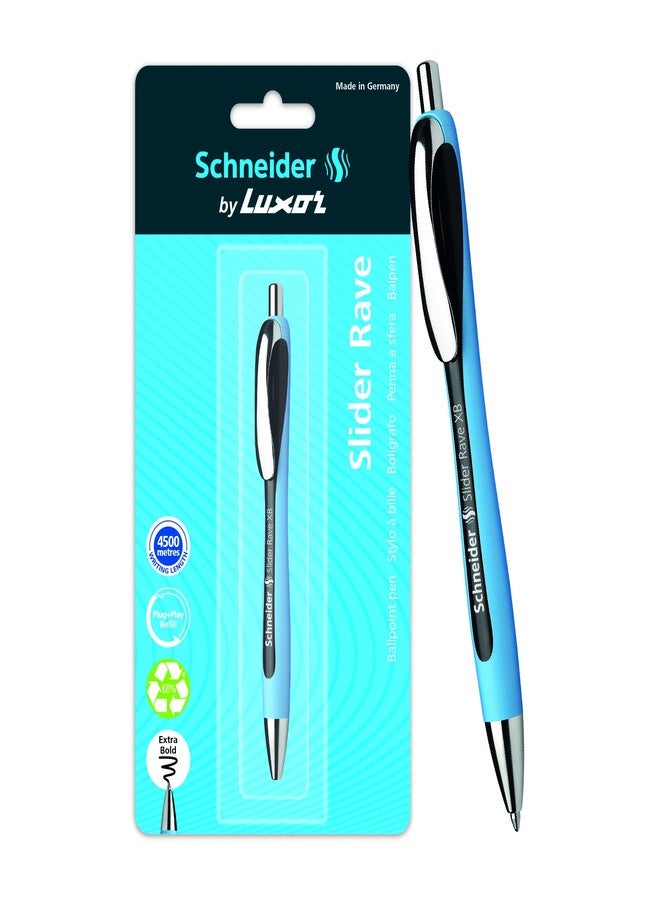 Luxor Schneider Slider Rave XB Ball Pen | Extra Bold| 4500 meters writing length| Plug+Play Refill| Ink Colour Black | German Technology - Image 1