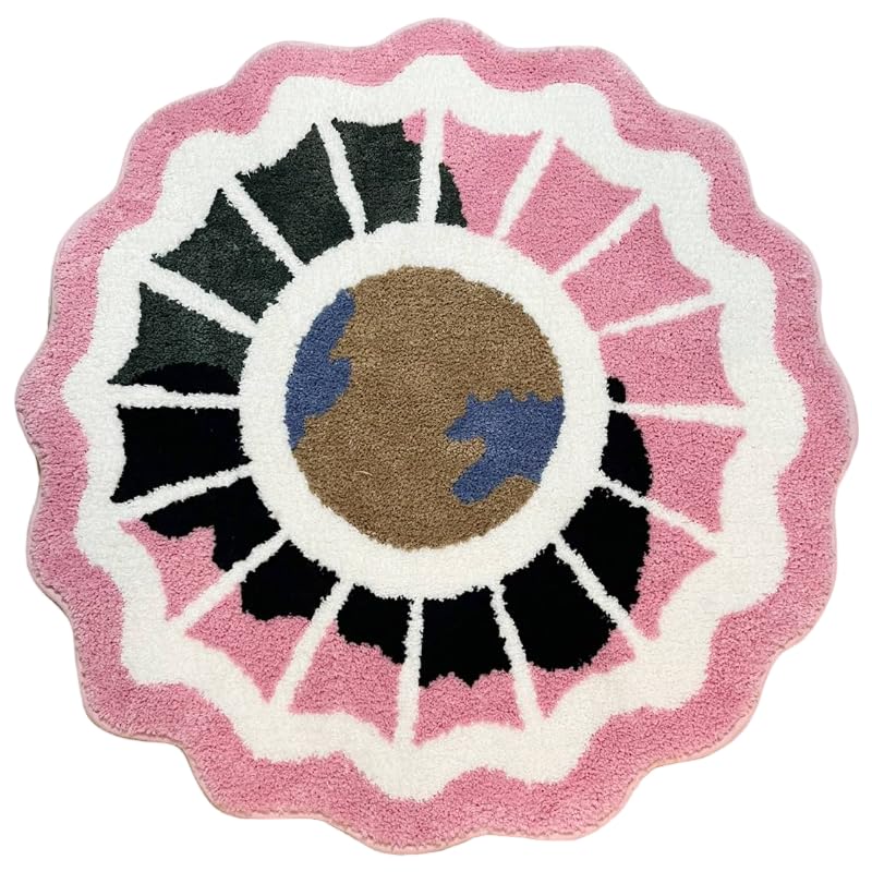 LAKEA Pink Round Tufted Rug Soft Thick Plush Educational Non-Slip Durable Easy Clean Bedroom Friendly Global Decor (35.4X35.4 inch) - Image 1