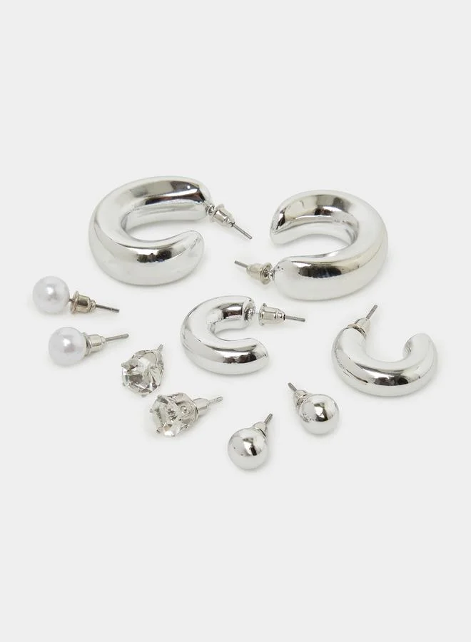 ستايلي Set of 9 - Assorted Stud and Hoop Earrings