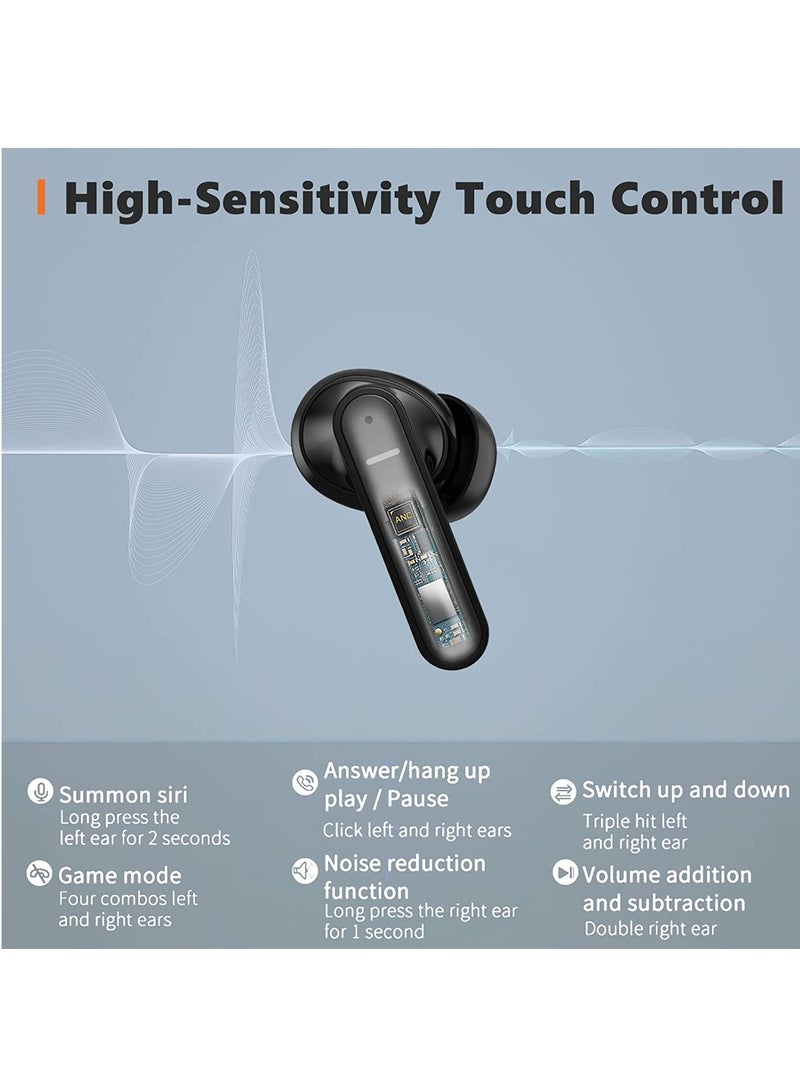 Wireless Earbuds, Active Noise Cancelling Bluetooth Earbuds, Earphones with 35H Playtime, In-Ear Detection, Touch Control, ENC Tech for Clear Calls, Bluetooth , USB-C Quick Charge, IPX7 Waterproof - Image 2
