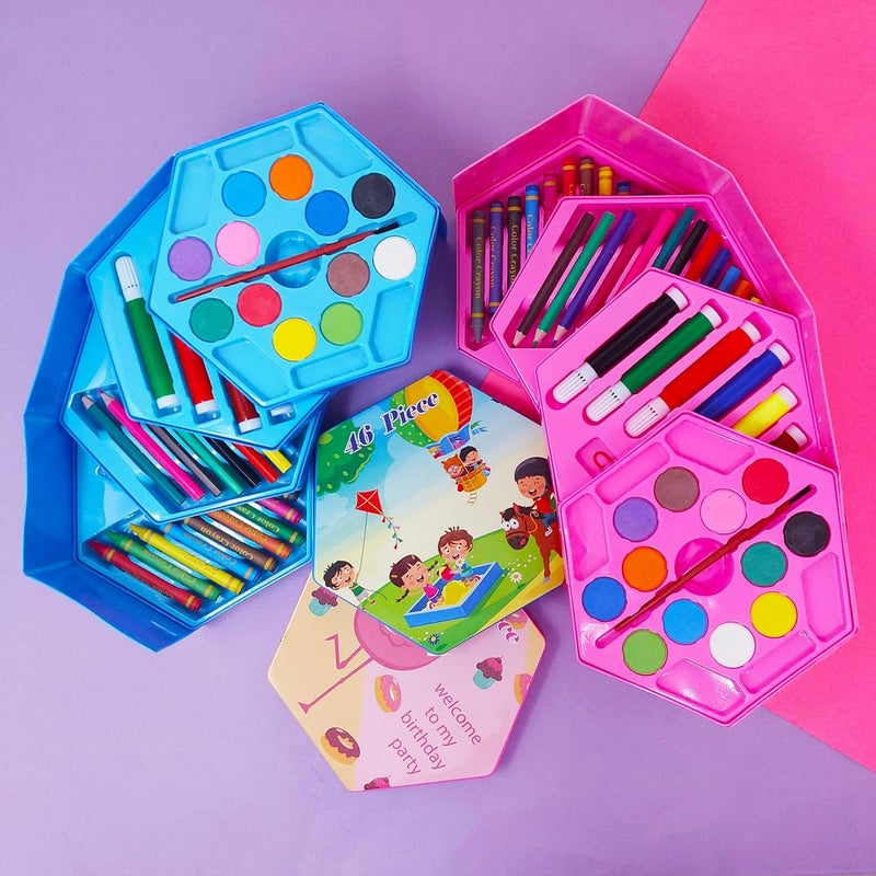 Parteet Colors Box Color Pencil,Crayons, Water Color, Sketch Pens Set of 46 Pieces (Color & Design for Kids)(Pack of 1) - Image 2