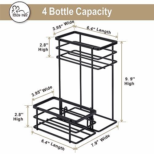 Rice rat Coffee Syrup Organizer, 4 Bottle Capacity Syrup Stand, 2 Tier Syrup Rack for Coffee Bar Accessories with 4 Coffee Syrup Pump, Syrup Holder for Kitchen, Storage for Syrup, Wine, Dressing（Black） - Image 2