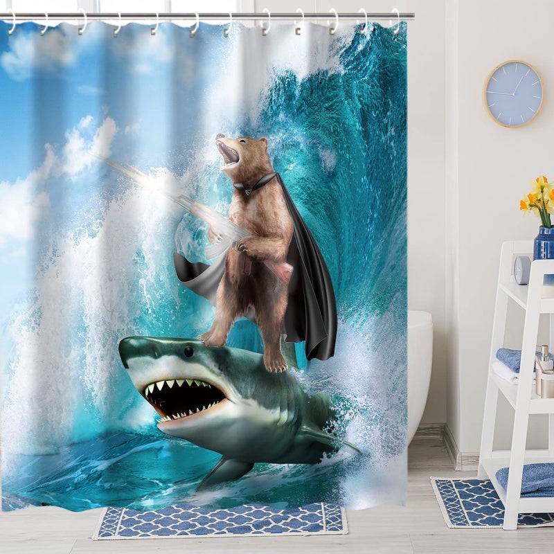 RosieLily RosieLily Funny Kids Shower Curtain Set Bear  Cool Designs Wild Bathroom Decor 72x72 
