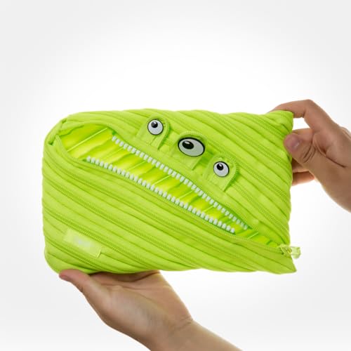ZIPIT Monster Large Pencil Case for Boys, Cute Zipper Pouch for Kids Girls and Teens, Stationery Bag for School ,Lime Green - Image 5