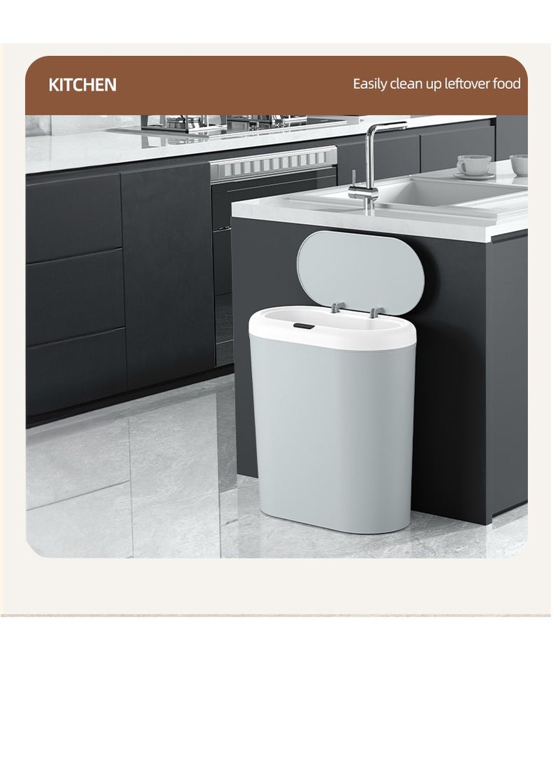 Generic Bathroom Trash Can 15L Waterproof Motion Sensor Small Bathroom Trash Can with Lid Slim Plastic Narrow Bedroom Garbage Can  - Image 4