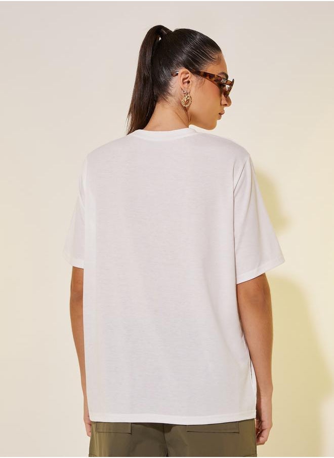 Take Two Embroidered Round Neck Short Sleeves T-Shirt  - Image 4