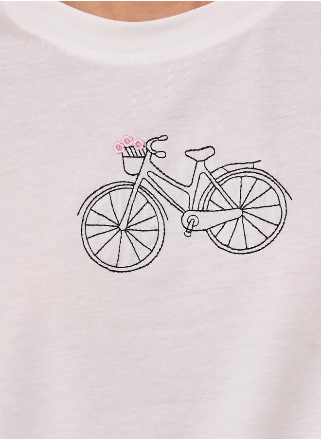 Take Two Embroidered Round Neck Short Sleeves T-Shirt  - Image 3