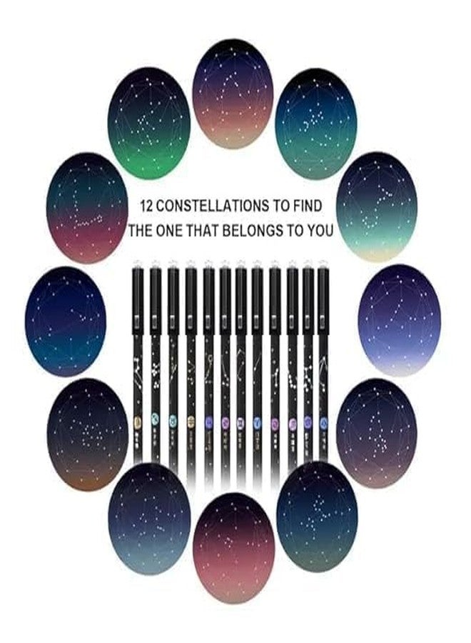 QALAM KAARI Erasable Gel Pens - Pack of 12 Pcs Erasable Pens 0.5mm, Erasable Pens with Eraser, Smooth Writing Gel Pen, Stationery for School & Office (Galaxy) - Image 4