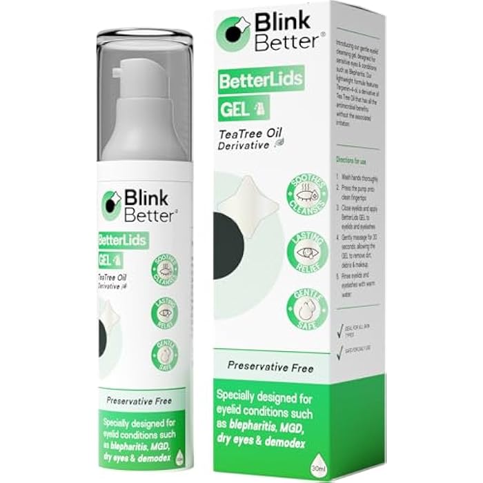 BlinkBetter BetterLids Eyelid Cleansing Gel – Gentle Centella & Tea Tree Extract Cleanser – Refreshes & Cleanses for Daily Eyelid Care – Preservative-Free – 1.06 oz - Image 1