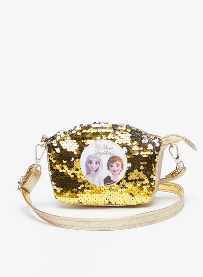 Disney Girls Frozen Applique Crossbody Bag with Detachable Strap and Zip Closure
