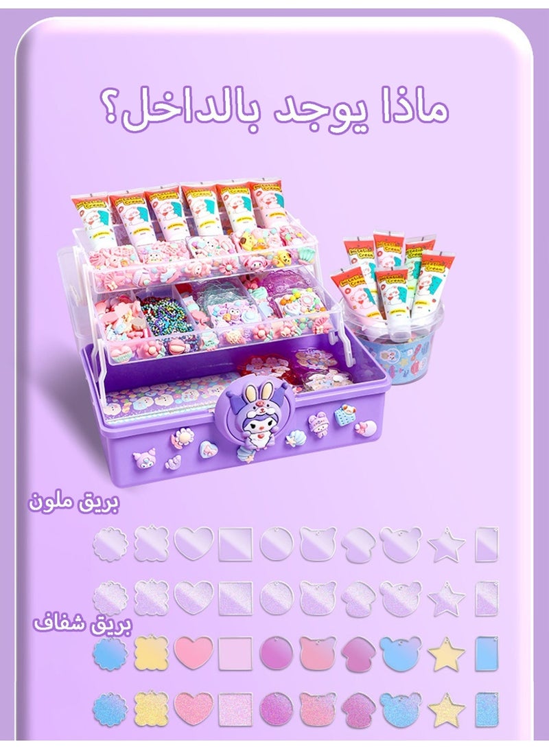 olayks 600 PCS Cream Gum Guka Toy Set for Kids with Storage Box, Hanging Racks and Storage Buckets, Fun DIY Art and Craft Kit, Cartoon Stickers, Cream Glue, Beads and Various Rich Accessories, Ideal Educational Gifts for Children - Image 3