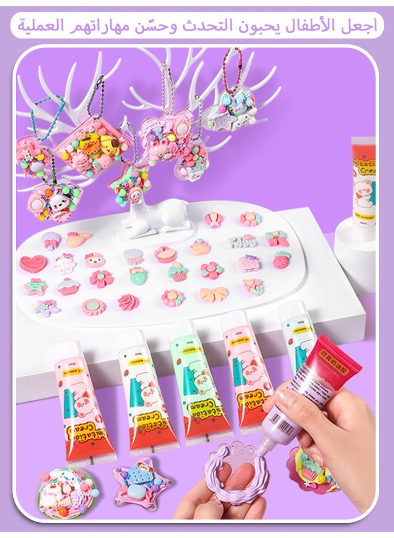 olayks 600 PCS Cream Gum Guka Toy Set for Kids with Storage Box, Hanging Racks and Storage Buckets, Fun DIY Art and Craft Kit, Cartoon Stickers, Cream Glue, Beads and Various Rich Accessories, Ideal Educational Gifts for Children - Image 5