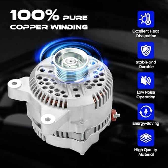 SEHNSUCHT New Alternator for Ford F-150 02-03, for F-250 F-350 F-450 F-550 F53 99-04, for Excursion 5.4L 6.8L 00-05, for Mustang 96-98, for Thunderbird 95-97, for Expedition E-450 02, 130Amp - Image 5
