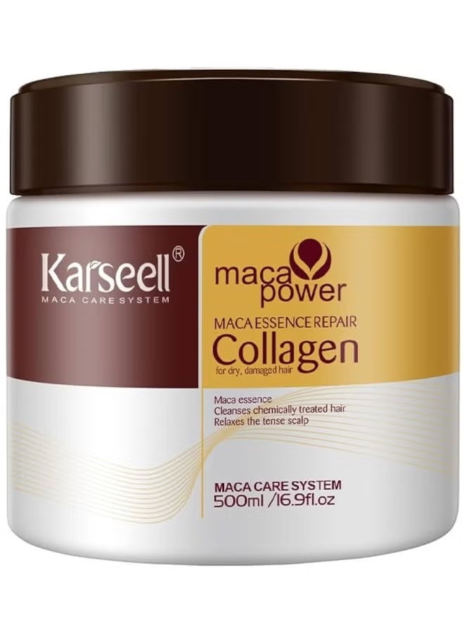 Karseell Collagen Hair Treatment Deep Repair Conditioning Argan Oil Collagen Hair Mask Essence for Dry Damaged Hair 16.90 oz - 500ml - Image 1