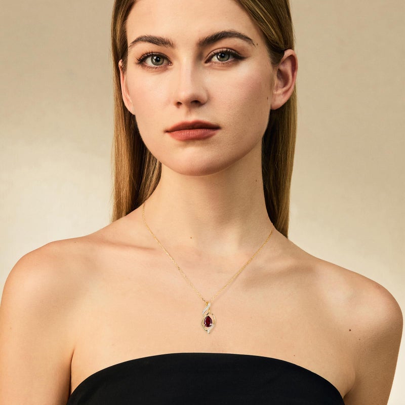 FANCIME 14K Gold Plated January Birthstone Necklace for Women Garnet Teardrop Necklace Sterling Silver Infinity Love Birthday Gifts for Women, 16"+2" Inches - Image 3