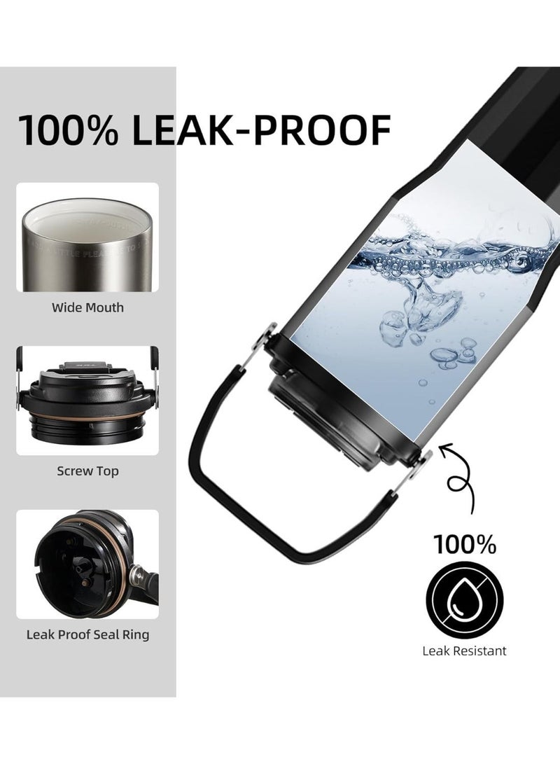 TKK 24 oz Ceramic Coated Tumbler with Straw Lid, 18/10 Stainless Steel Vacuum Tumblers, Leakproof Double Walled Iced Car Cup with Handle & Tea Infuser& Dishwasher Safe, for Hot & Cold Drinks, Black - Image 5