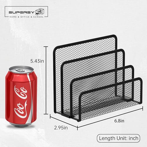 SUPEASY Mail Organizer for Desk, Mesh Metal Mail Holder Countertop with 3-Slot, Letter Sorter File Holder, Office Envelope Organizer for Mails (Black) - Image 3