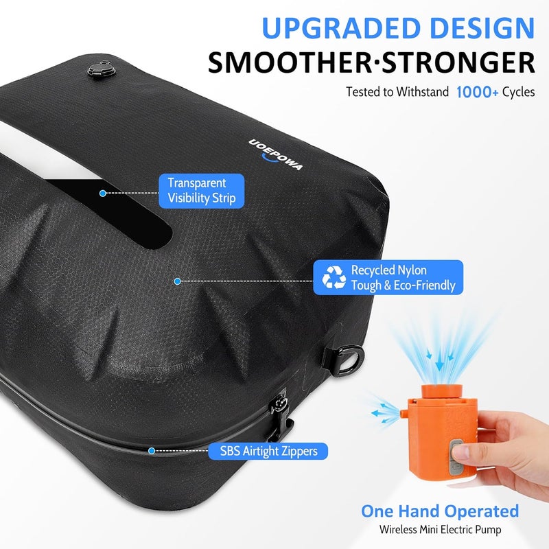 UOEPOWA Travel Vacuum Bags with Pump – 33L Vacuum Seal Bags for Clothing, IPX8 Waterproof Vacuum Storage Bags with Handle for Luggage, Backpack, Suitcase, Home & Outdoor, 1-Pack | 33L vacuum seal bags, IPX8 waterproof, handle design, for clothing, luggage, backpack, suitcase, home and outdoor use - Image 5