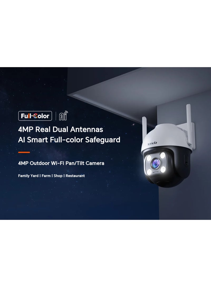 تيندا كاميرا المراقبة الخارجية الدوارة والمائلة Wi-Fi Tenda CH7-WCA V1.0 بدقة 4 ميجابكسل، رؤية ليلية كاملة الألوان، تغطية 360°، صوت ثنائي الاتجاه، كشف الأشخاص والمركبات، إنذار بالصوت والضوء، مثالية للساحات والمزارع والمتاجر - Image 5