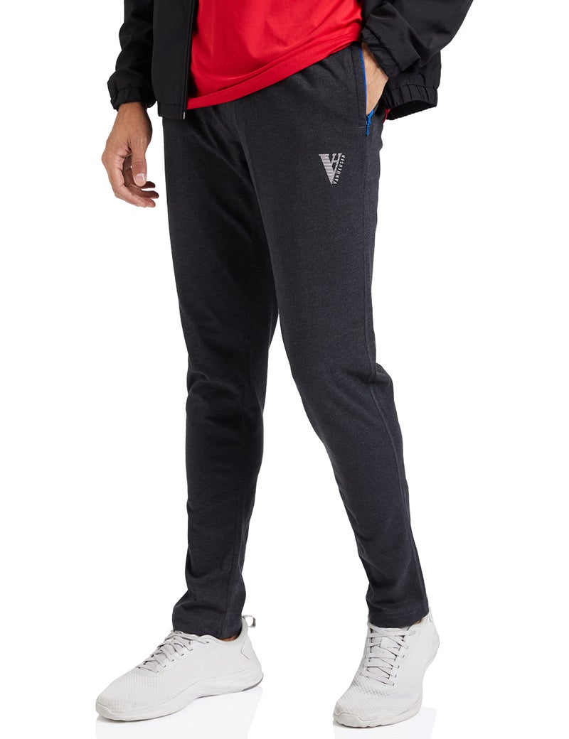 Van Heusen Athleisure Men Regular Fit Trackpants - Cotton Rich - Smart Tech, Easy Stain Release, Anti Stat, Ultra Soft, Moisture Wicking_50052_Charcoal Melange_S - Image 1