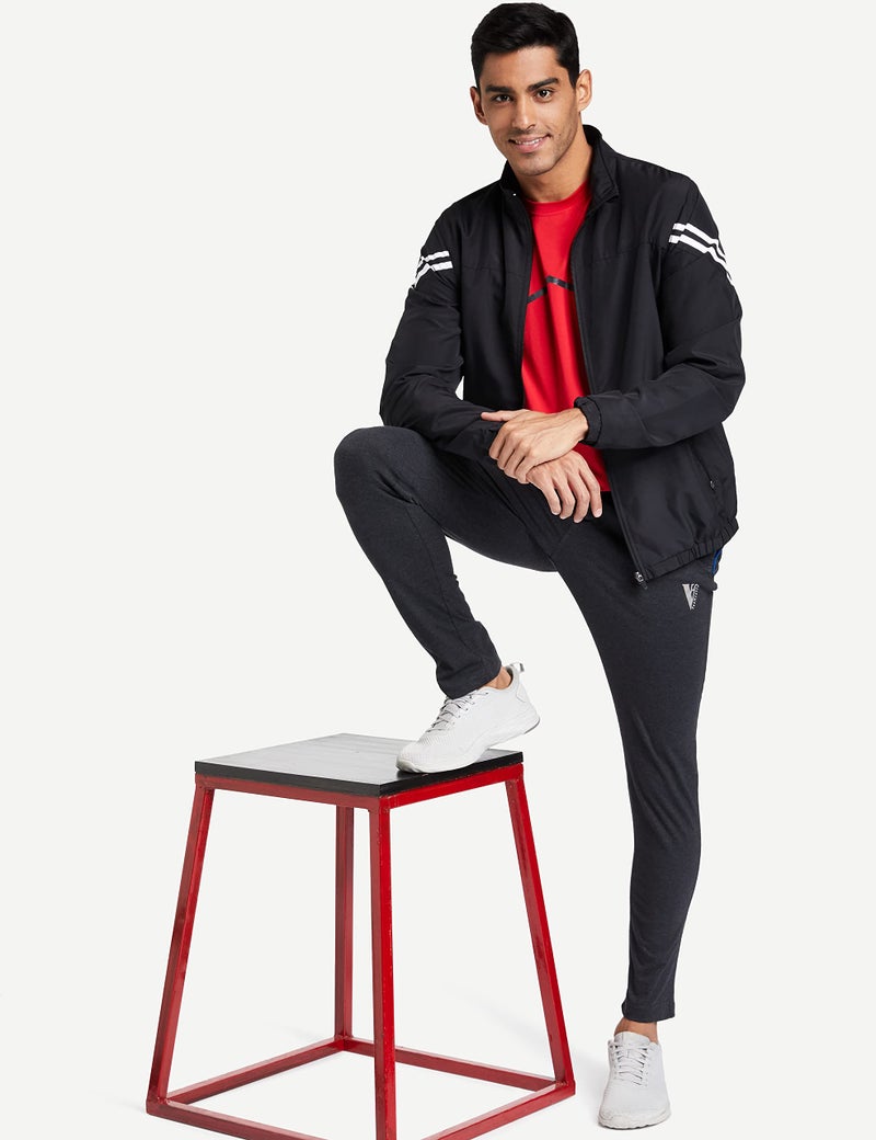Van Heusen Athleisure Men Regular Fit Trackpants - Cotton Rich - Smart Tech, Easy Stain Release, Anti Stat, Ultra Soft, Moisture Wicking_50052_Charcoal Melange_S - Image 2