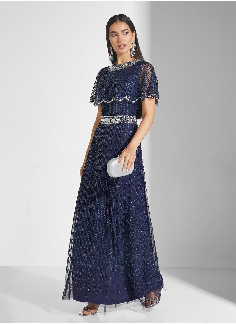 Amelia Rose Embellished Crew Neck Sequin Dress  - Image 4