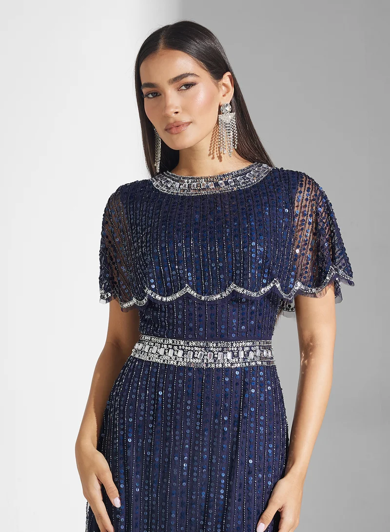 Amelia Rose Embellished Column Dress