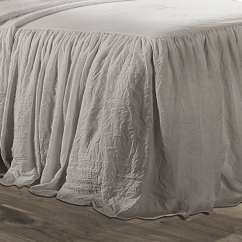 Lush Decor Lush Decor Ruffle Skirt Bedspread Set - 3 Piece Luxurious Farmhouse Bedding Set - Elegant, Charming Ruffle Detail - Timeless Style & Classic Design - Soft and Lightweight - Queen, Gray  - Image 3