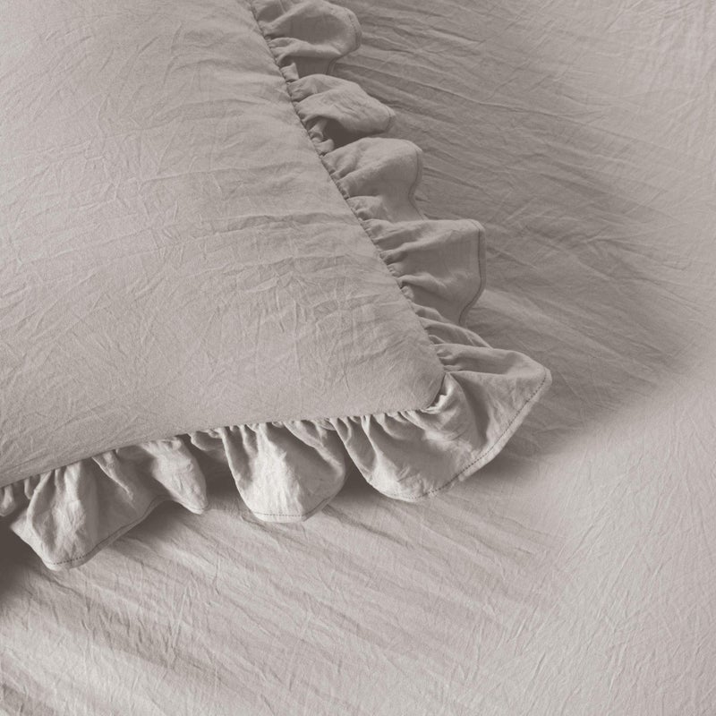 Lush Decor Lush Decor Ruffle Skirt Bedspread Set - 3 Piece Luxurious Farmhouse Bedding Set - Elegant, Charming Ruffle Detail - Timeless Style & Classic Design - Soft and Lightweight - Queen, Gray  - Image 4