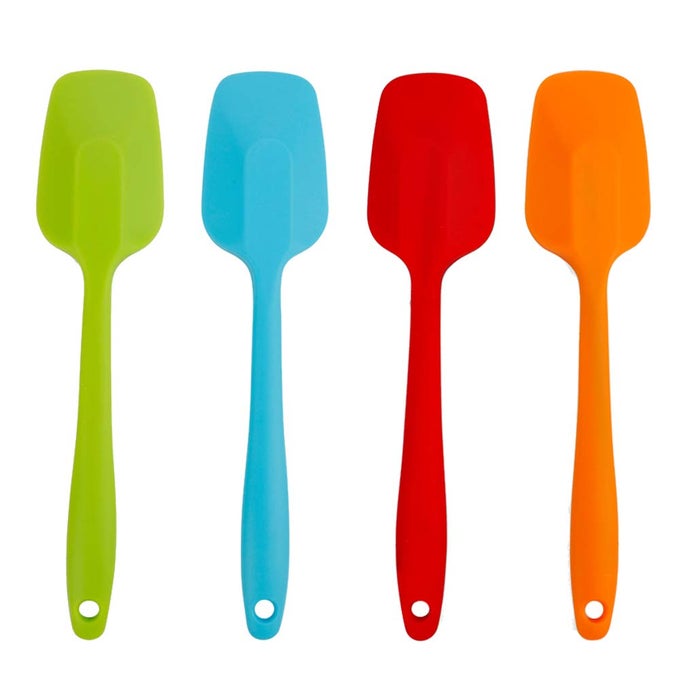 4 PIECE SILICONE SPATULAS HEAT RESISTANT 11INCH LARGE RUBBER SPATULAS FOR BAKING COOKING AND MIXING NONSTICK FLEXIBLE SEAMLESS SPATULA WITH STAINLESS STEEL CORE