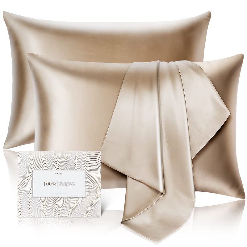 100 Pure Mulberry Silk Pillowcase for Hair and Skin  Allergen Resistant Dual Sides600 Thread Count Silk Bed Pillow Cases with Hidden Zipper2pcKing SizeTaupe
