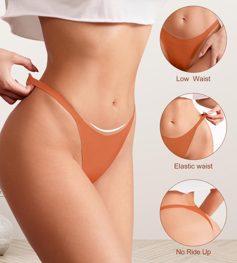 DEANGELMON Seamless G-string Thongs for Women - No Show Thong Underwear Low Rise Stretch Panties Workout Pack (8P1,M) - Image 2