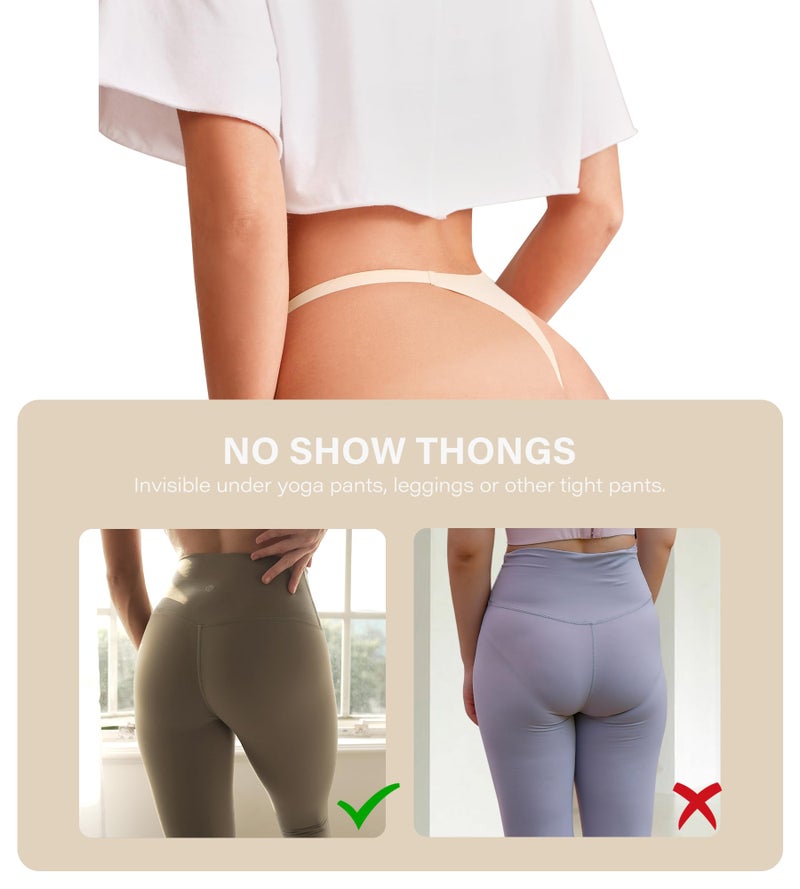DEANGELMON Seamless G-string Thongs for Women - No Show Thong Underwear Low Rise Stretch Panties Workout Pack (8P1,M) - Image 3