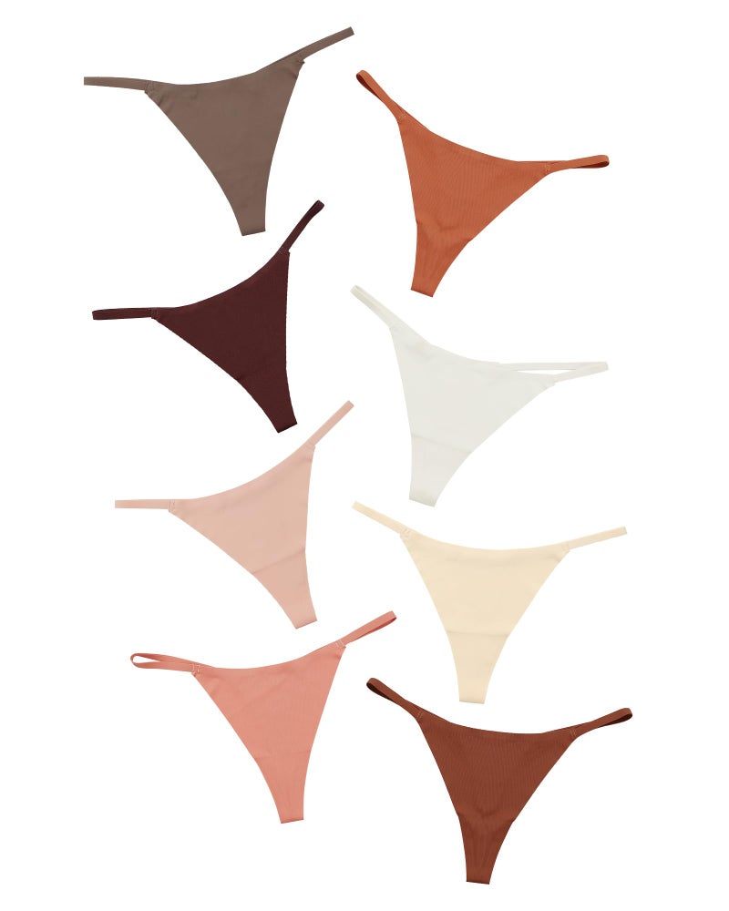 DEANGELMON Seamless G-string Thongs for Women - No Show Thong Underwear Low Rise Stretch Panties Workout Pack (8P1,M) - Image 1