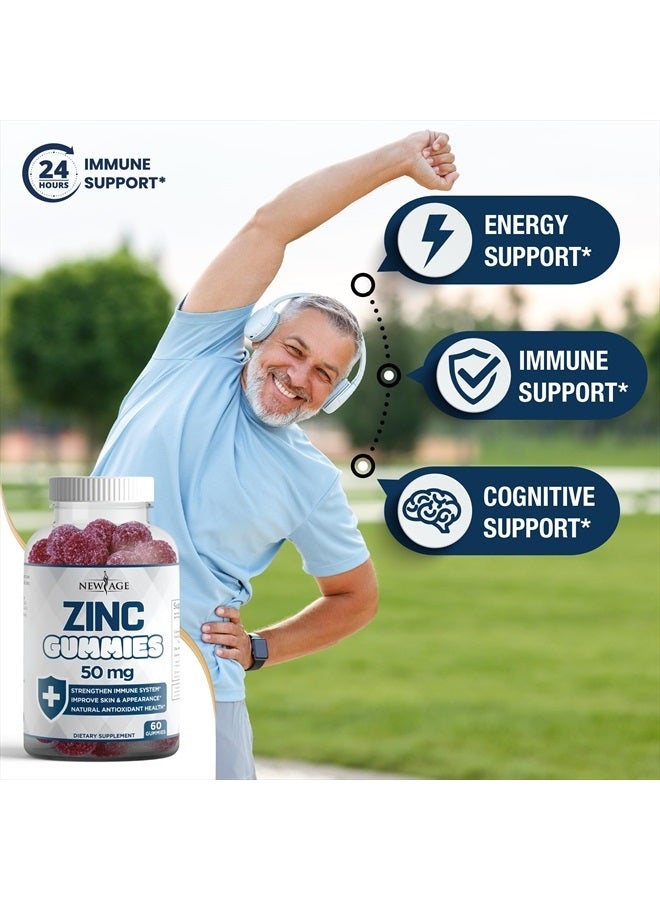 New Age Zinc Gummies - 2 Pack - 50mg High Immune Booster Zinc Supplement, Immune Defense, Powerful Natural Antioxidant, Non-GMO - by New Age, 120 Count - Image 3
