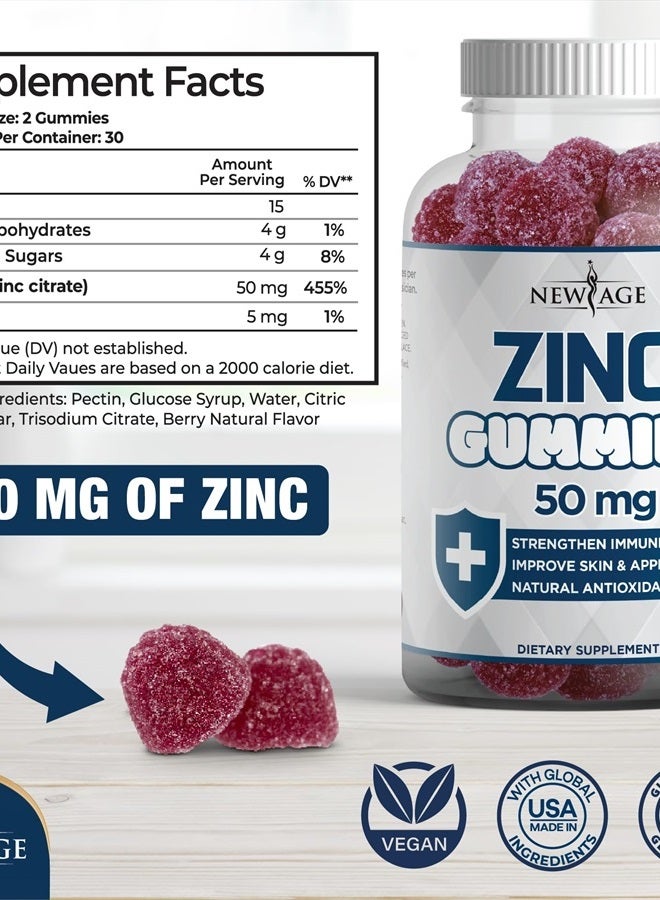 New Age Zinc Gummies - 2 Pack - 50mg High Immune Booster Zinc Supplement, Immune Defense, Powerful Natural Antioxidant, Non-GMO - by New Age, 120 Count - Image 2