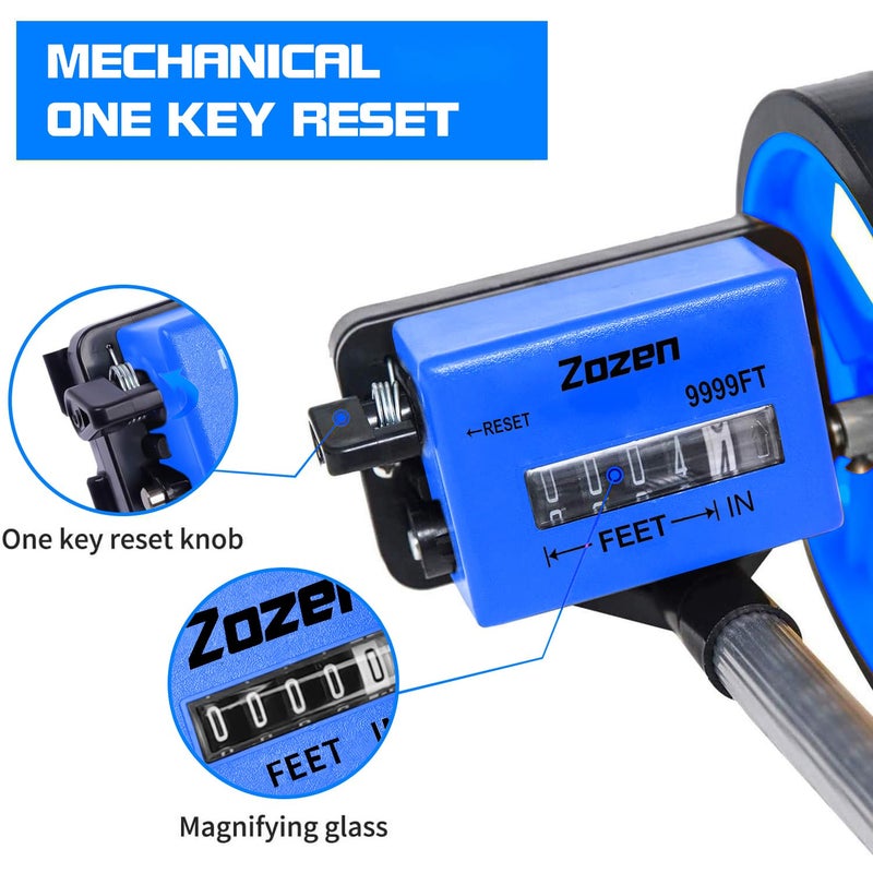 Zozen Measuring Wheel, Blue 6Inch Measure Wheel, Distance Measuring in Feet, Rolling Measurement [Up To 10,000Ft], Telescopic/Mechanical/One Key to Reset, Include Carrying Bag. - Image 2