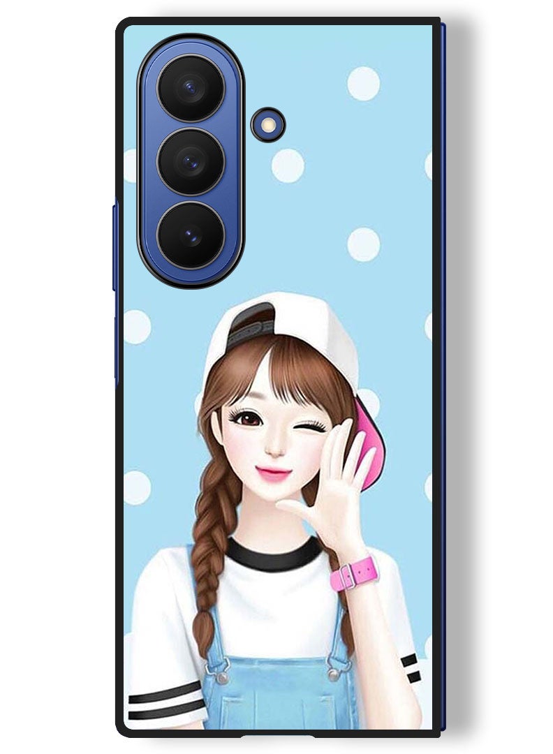 Theodor Case Compatible with Samsung Galaxy Z Fold 7 - 8 Inch Protection Shockproof Bumper Cover Girl Wear Cap - Image 1