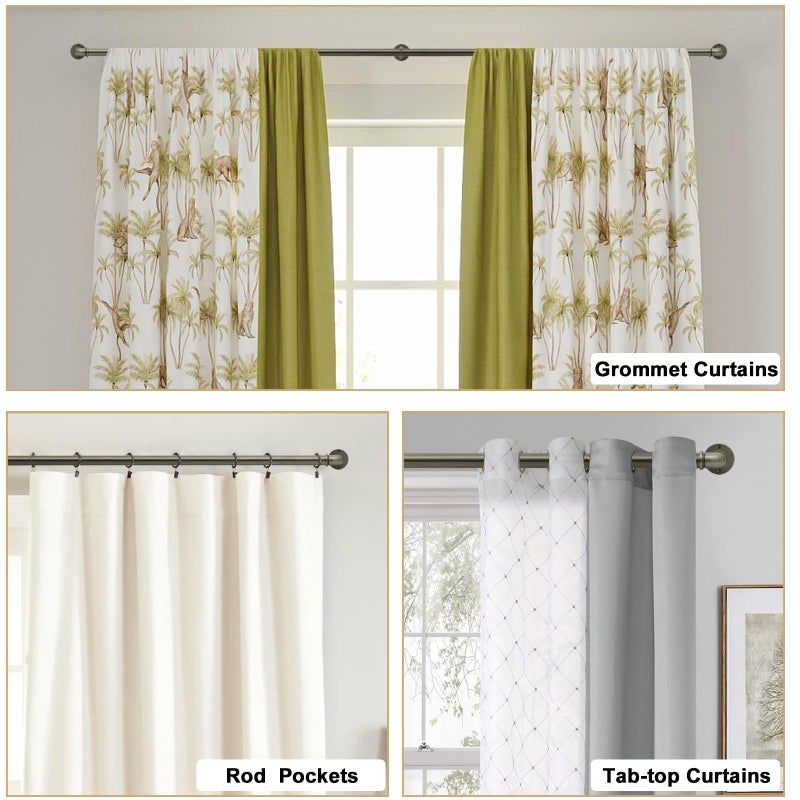 WORLD RODS Industrial Curtain Rods 18 to 88 in,Blackout Curtain Rod,Adjustable Length,1 in Diameter Pipe,Wall or Ceiling Mounted,for Bedroom and Living Room (Antique Silver 18â€ to 88â€) - Image 2