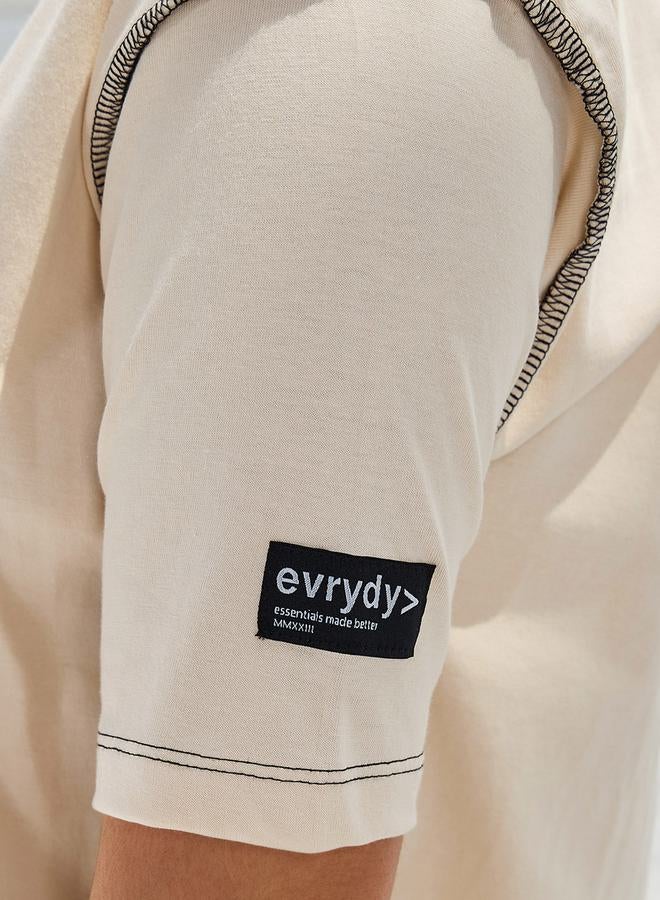 Styli Oversized Drop Shoulder Slogan T-Shirt with Exposed Seam  - Image 4