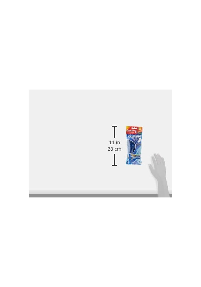 Laser 3 Triple Blade Disposable Shaving Razor - 10 Pack with Aloe & Vitamin E - Image 3