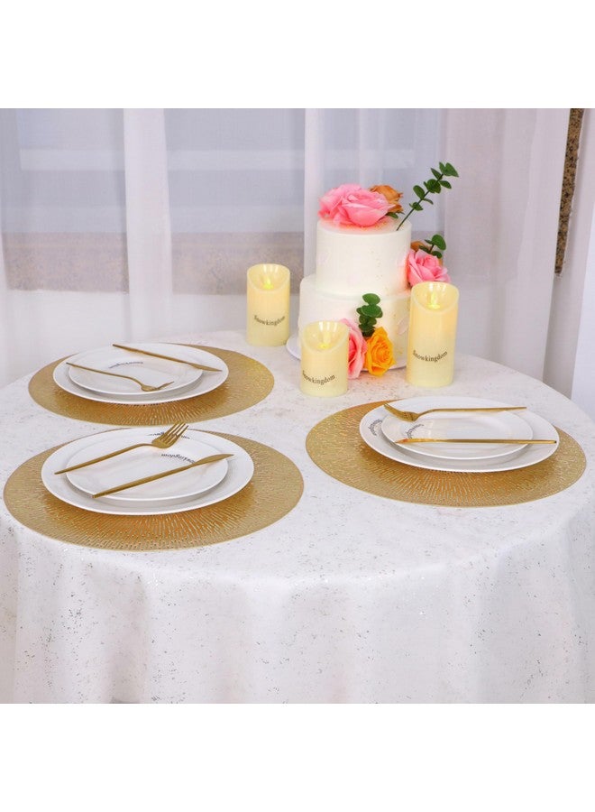 Snowkingdom Round Gold Placemats Set of 12, Gold Vinyl Metallic 15 Inch Round Placemat, Washable Easy Clean Wipeable Hollow Place Mats Non Slip Dining Table Mats for Wedding Party Christmas Decoration - Image 3