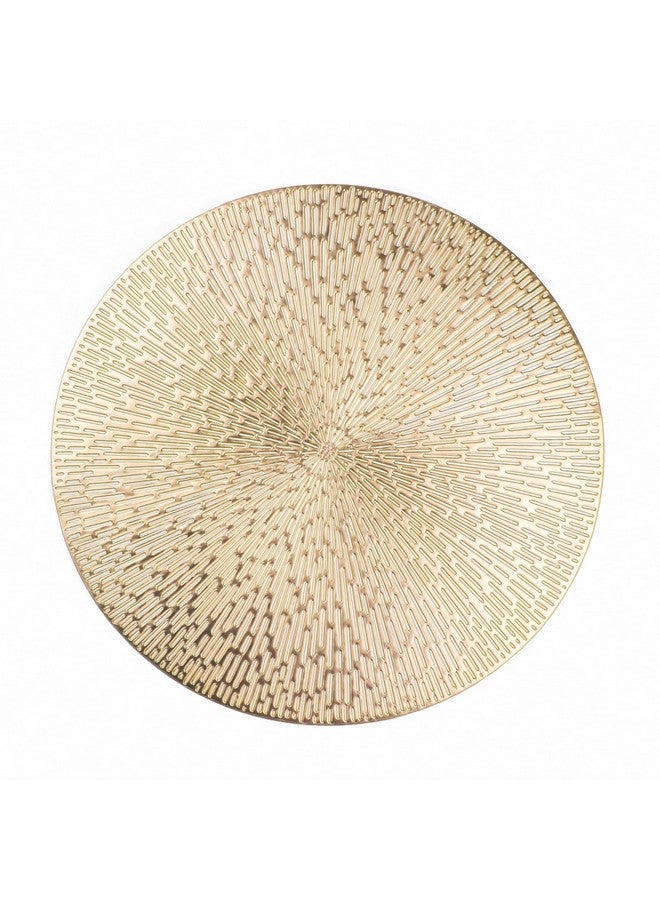 Snowkingdom Round Gold Placemats Set of 12, Gold Vinyl Metallic 15 Inch Round Placemat, Washable Easy Clean Wipeable Hollow Place Mats Non Slip Dining Table Mats for Wedding Party Christmas Decoration - Image 1