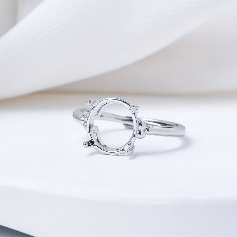 1pc Silvery 9x9.5mm Four Claw Adjustable Ring Blank Gold Plated Copper Ring Holder For Engagement Wedding Ring Making Jewelry Supplies - Image 2