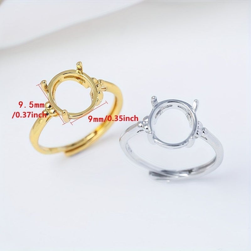 1pc Silvery 9x9.5mm Four Claw Adjustable Ring Blank Gold Plated Copper Ring Holder For Engagement Wedding Ring Making Jewelry Supplies - Image 4