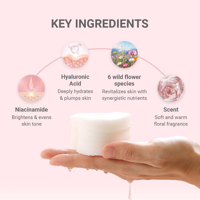 TENZERO Pink Hyaluronic Acid Niacinamide Serum Heart Pad 50ea Hydrating Brightening Glowing Face Toner Pads Korean Facial Radiance Pads Dry Skin 150g - Image 5