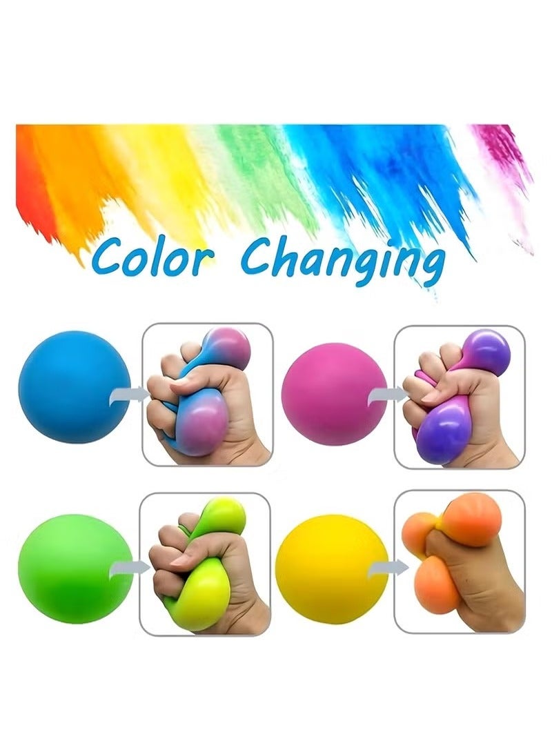 NYVIO Squishy Balls, 4pcs Color Changing Ball Toy, Sensory Fidget Anxiety Stress Relief Squeezing Balls Calming Tool, Vent Mood and Improve Focus, Hand Grip Pressure Ball For Kids & Adult - Image 1