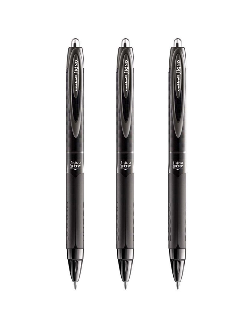 Uniball 3-Piece Signo Retractable Gel Pen 0.7mm Tip Black Ink  - Image 1