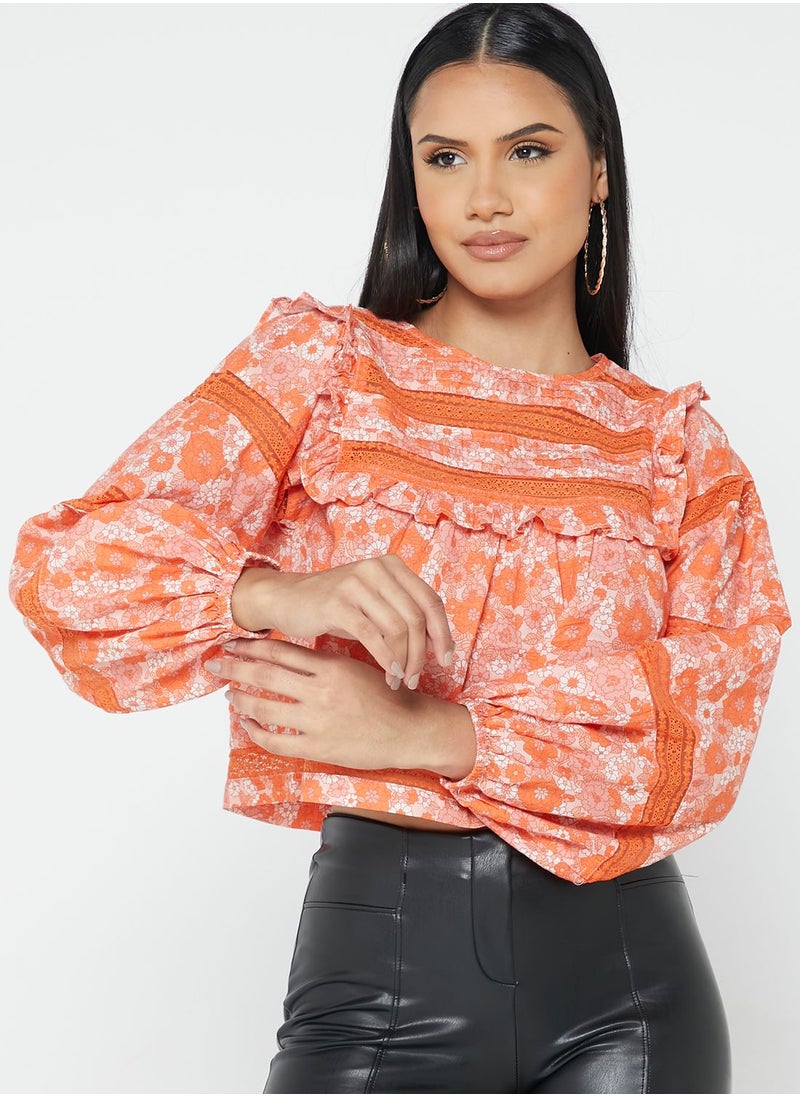 Miss Selfridge - Crew Neck Printed Top - Image 1